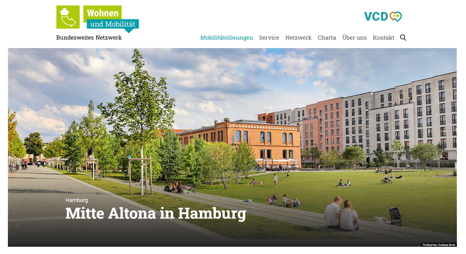 Webseite des Netzwerks "Wohnen und Mobilitä" zur Mitte Altona